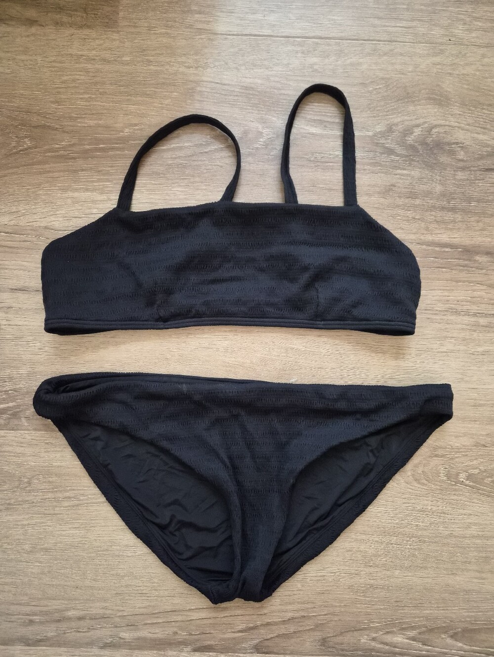 Faherty Black Textured Scoop Bikini Set XL